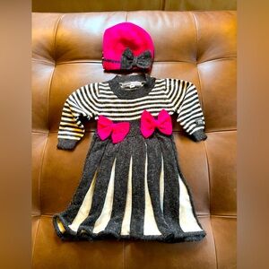 Kasha knit dress with matching hat 9M